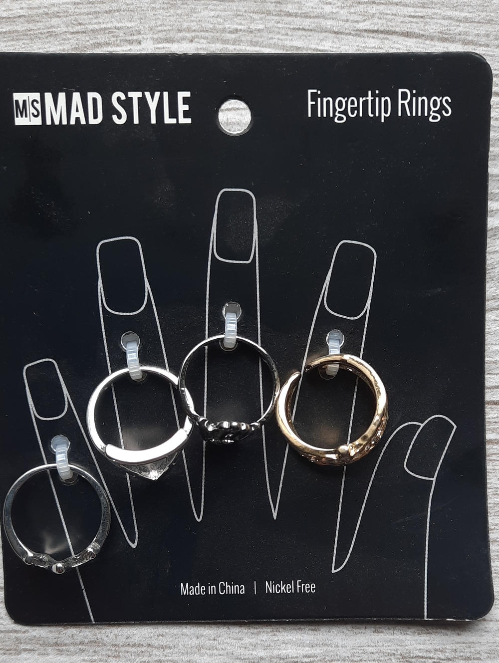 Fashion Fingertip Ring Set Silver Fold Metal Alloy Rhinestones Boho NWT